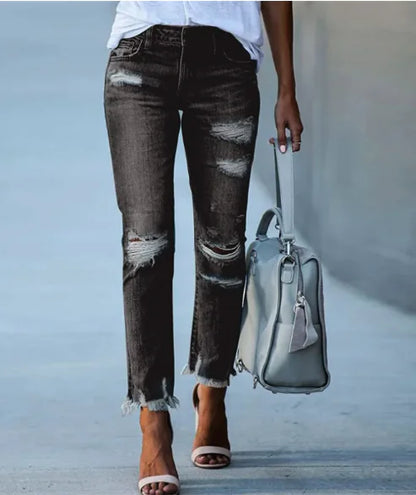 Cropped Ripped Jeans